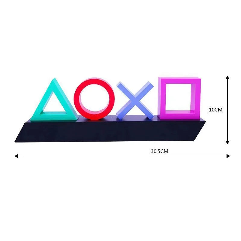 Lámpara Decorativa Icono PS4/PS5 – Lámpara de Mesa Colorida con Control de Sonido – Luz Ambiental Gamer