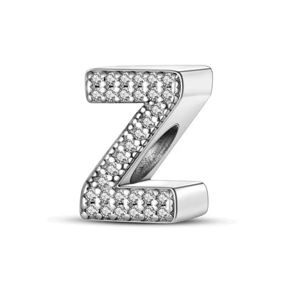 Charm letra alfabeto A-Z con circonias rosas en plata 925 – Abalorio elegante para pulseras tipo Pandora, joyería DIY personalizada