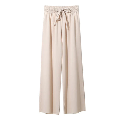 Pantalón Ancho Mujer Verano | Pantalones Sueltos Seda Helada Cintura Elástica Casual Primavera