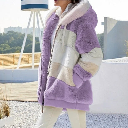 Chaqueta Oversize Mujer con Capucha y Bolsillos | Abrigo Streetwear Felpa Cálida Otoño Invierno
