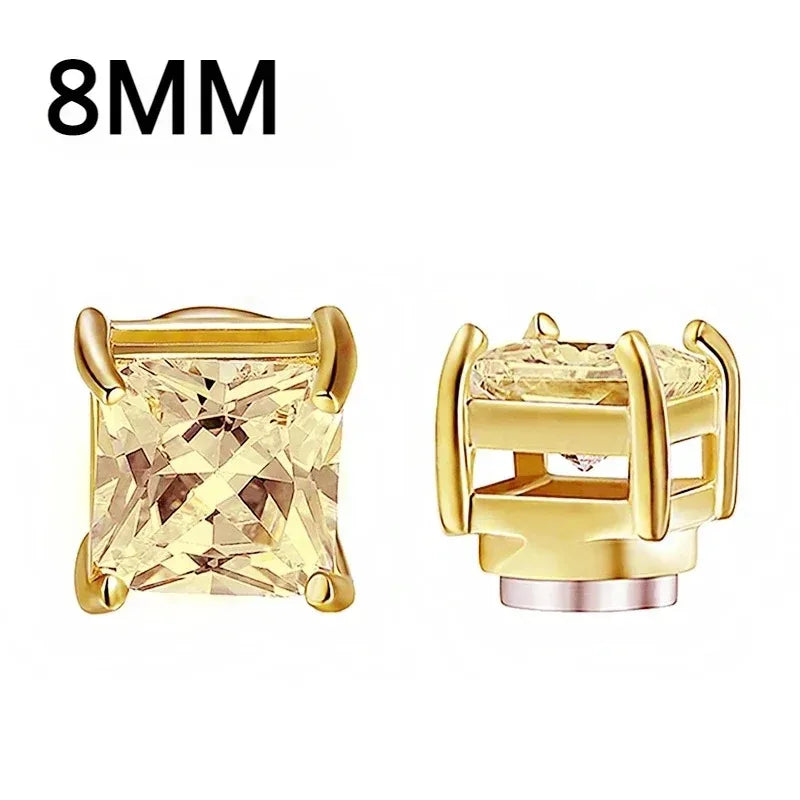 Pendientes Magnéticos de Cristal Unisex | Aros Punk con Zirconia | Joyería sin Perforación para Hombres y Mujeres