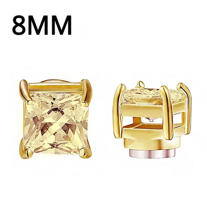 Pendientes Magnéticos de Cristal Unisex | Aros Punk con Zirconia | Joyería sin Perforación para Hombres y Mujeres
