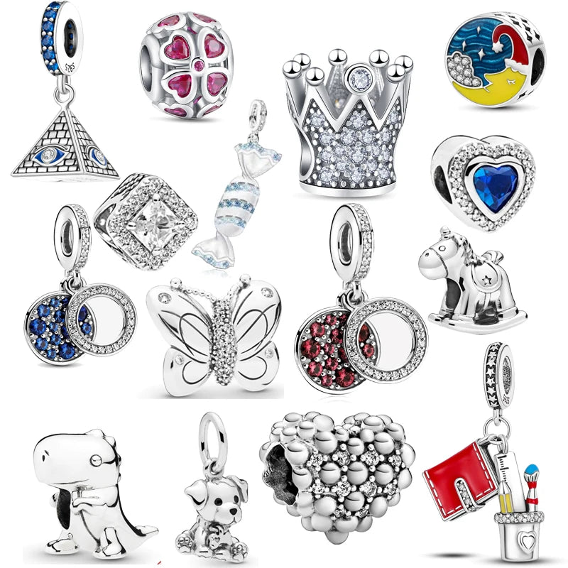 Charm perrito y huesito de plata 925 – Abalorio estilo sorpresa para pulsera tipo Pandora, joyería DIY romántica