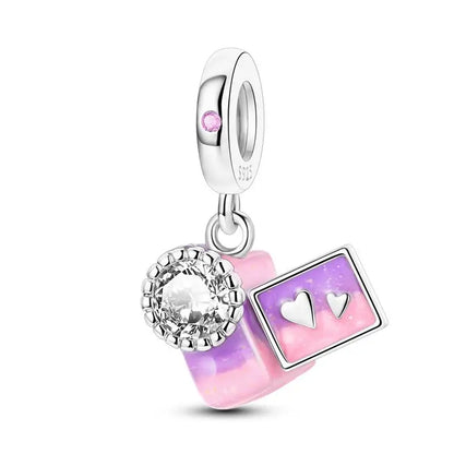 Charm Espejo Mágico Princesa Ángel Rosa en Plata 925 – Beads Compatibles Pandora Mujer Joyería DIY