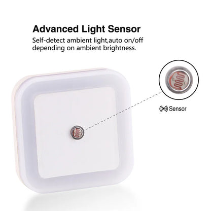 Luz Nocturna LED con Sensor Automático – Mini Enchufe EU/US, 0.5W, Iluminación para Dormitorio, Pasillo y Habitación Infantil