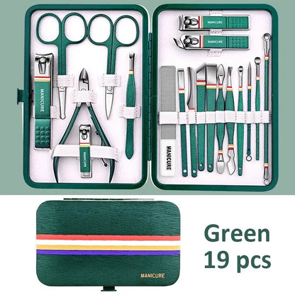 Set de Manicure y Pedicure Portátil 6-18 Piezas Ouriner | Kit de Cuidado Personal con Tijeras de Cejas y Cortauñas