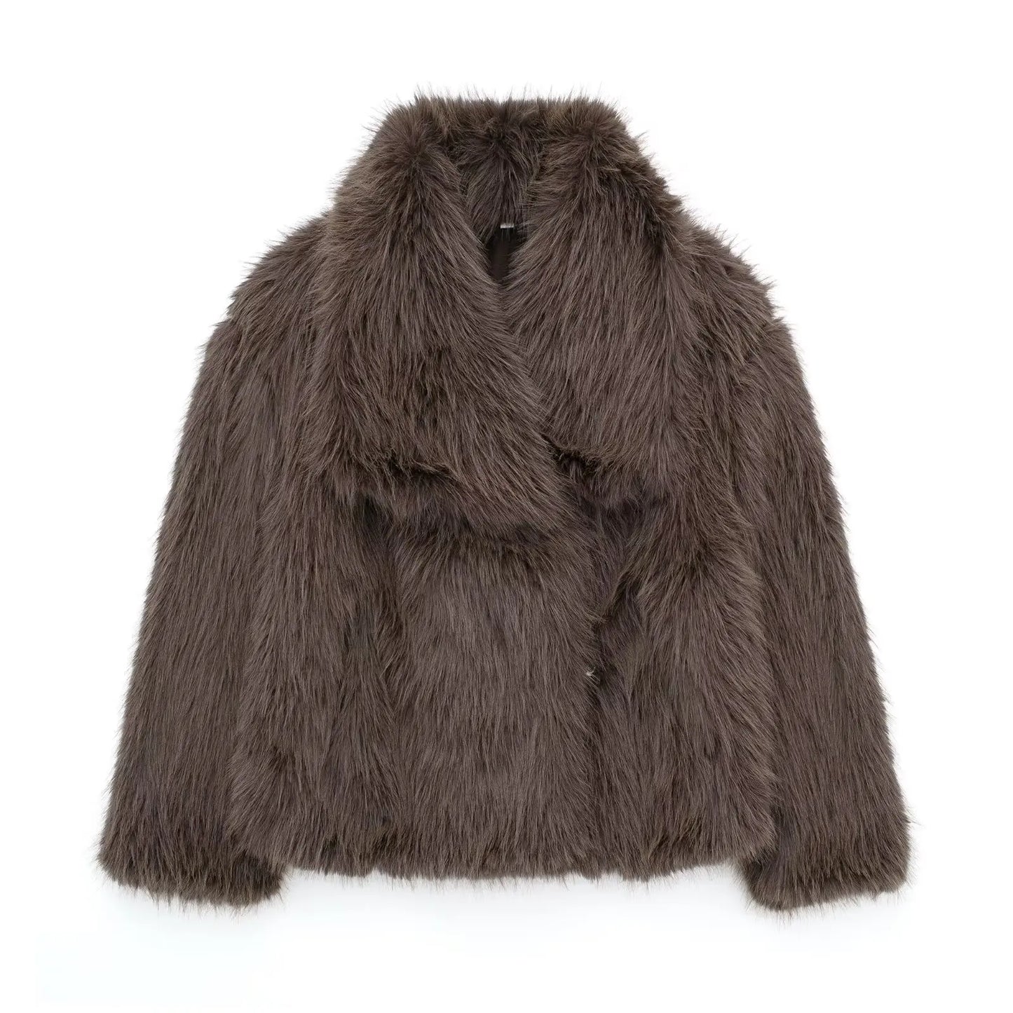 Chaqueta Corta Mujer Invierno | Abrigo Pelo Sintético con Cuello Solapa y Botones Snap Chic Elegante