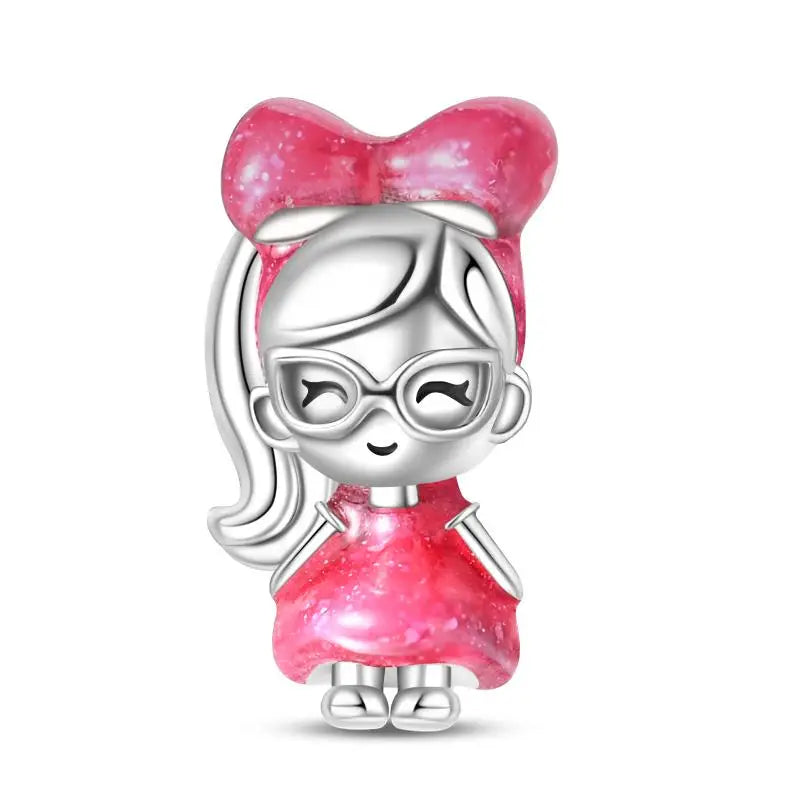 Charm Espejo Mágico Princesa Ángel Rosa en Plata 925 – Beads Compatibles Pandora Mujer Joyería DIY
