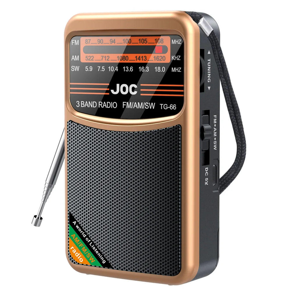 Pocket Mini Radio AM/FM/SW Recargable – Radio Portátil con Batería Externa y Entrada Auriculares