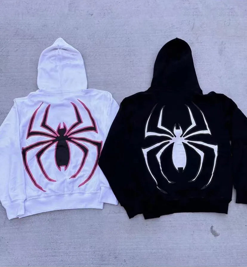 Sudadera Spider Hoodie Unisex con Cierre Completo – Chaqueta Oversize Streetwear Harajuku Punk Gótica Y2K