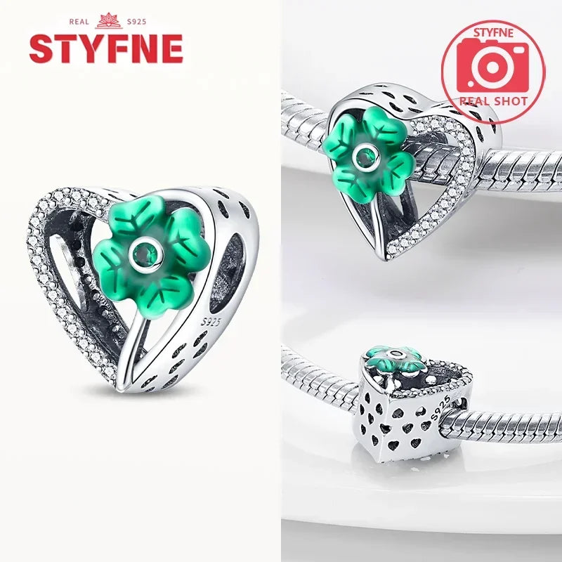 Charm Trébol de Cuatro Hojas en Plata 925 – Abalorios Suerte para Pulseras Originales Mujer
