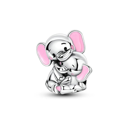 Charm Plata 925 Día de la Madre | Dije Corazón Rosa Love Mom Compatible Pandora Pulsera Collar Mujer