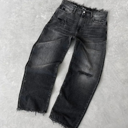 Jeans Rectos Hombre Desgastados con Rasgados | Pantalón Denim Casual Urbano 2025