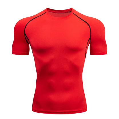 Camiseta Compresiva Hombre – Gym, Fitness, Running y Entrenamiento Outdoor, Manga Corta, Transpirable, Ajuste Elástico, Estilo Bat/Man