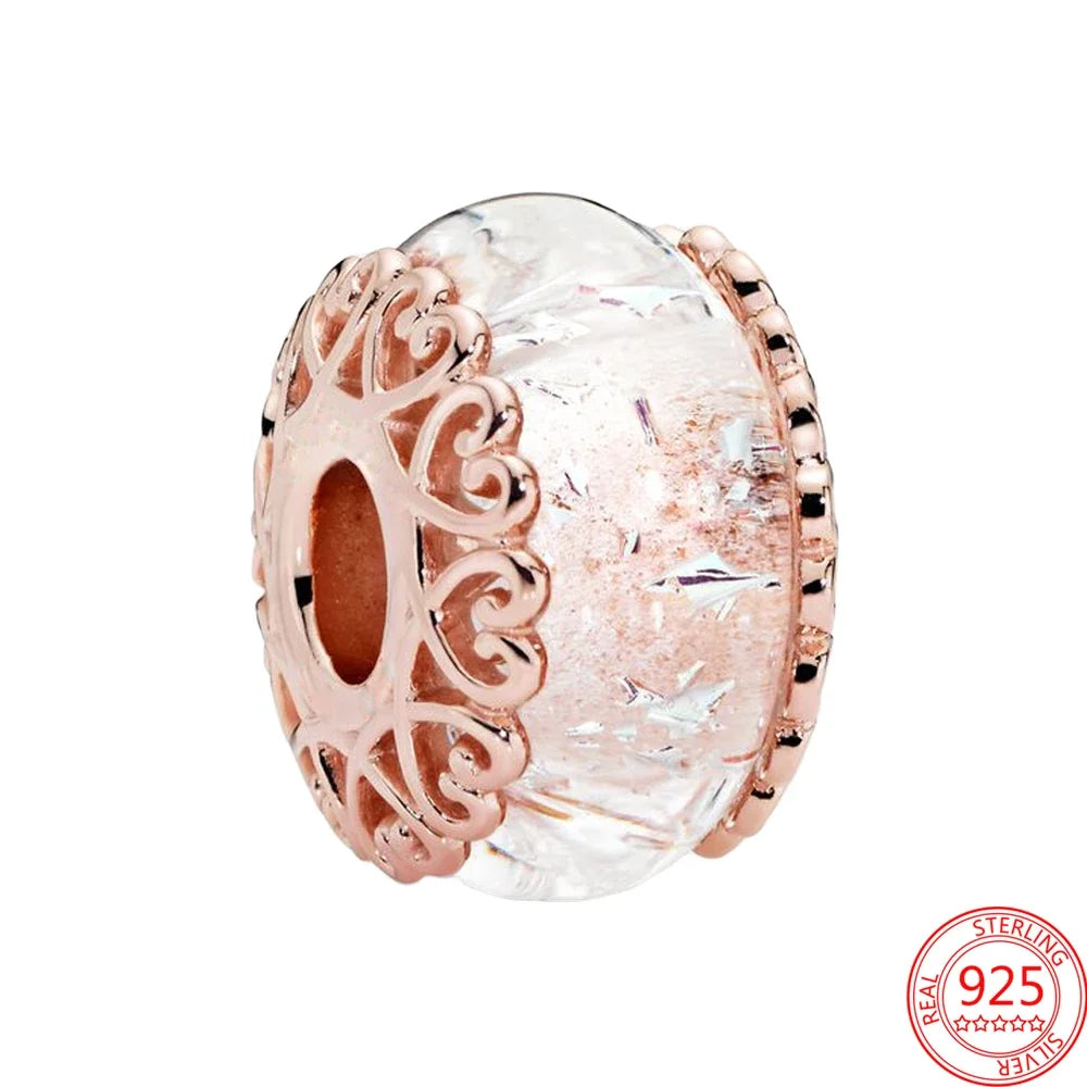 Charm Colgante Pareja Plata 925 y Oro Rosa | Compatible Pandora Original | Pulsera o Collar Mujer