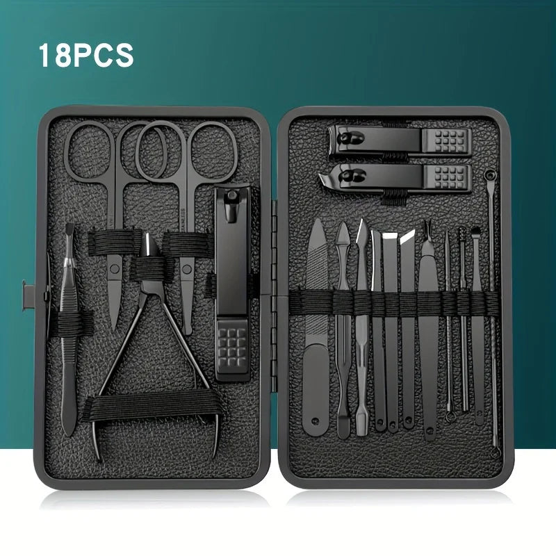 Set Profesional de Cortauñas 7-24 Piezas | Kit de Manicura y Pedicura de Alta Precisión para Hombres y Mujeres
