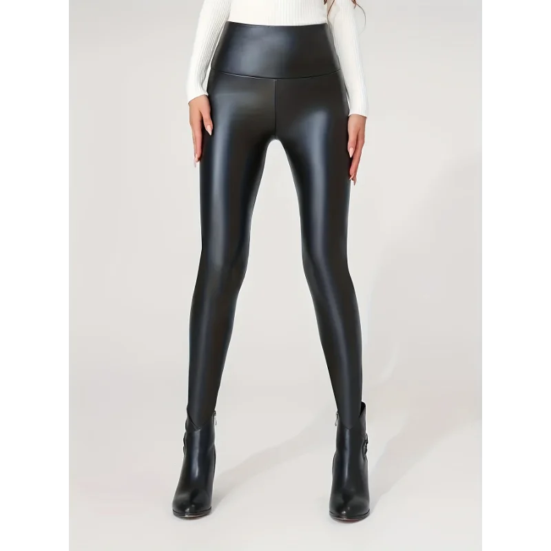 Leggings de Mujer en Cuero PU | Pantalón Sexy Cintura Alta Ajustado y Colorido Estilo Oversized