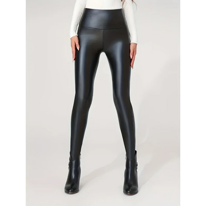 Leggings de Mujer en Cuero PU | Pantalón Sexy Cintura Alta Ajustado y Colorido Estilo Oversized