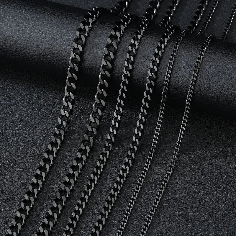 Collar Cubano Punk de Acero Inoxidable 316L – Cadenas 3/5/7mm Unisex Negro, Dorado o Acero, Joyería Sólida para Hombres y Mujeres