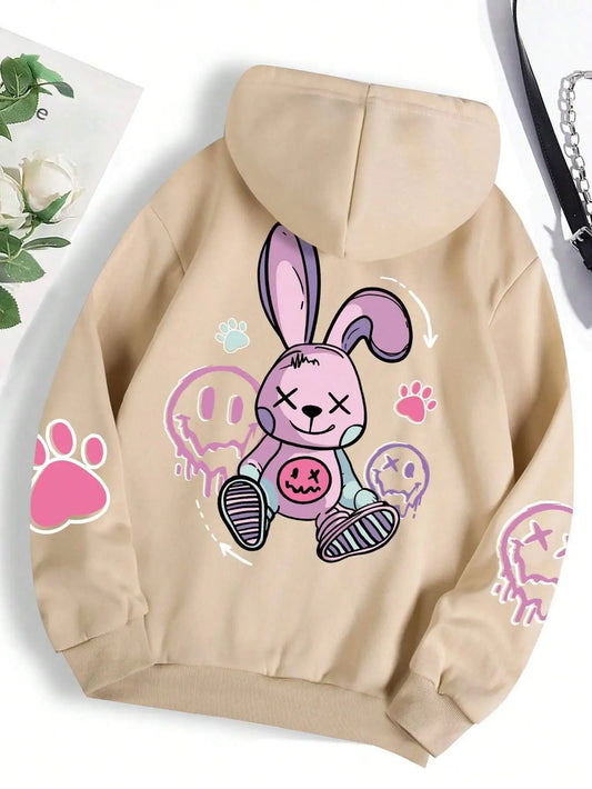 Sudadera Oversize Mujer Estilo Hip Hop | Hoodie Casual Estampado con Felpa Cálida Otoño Invierno