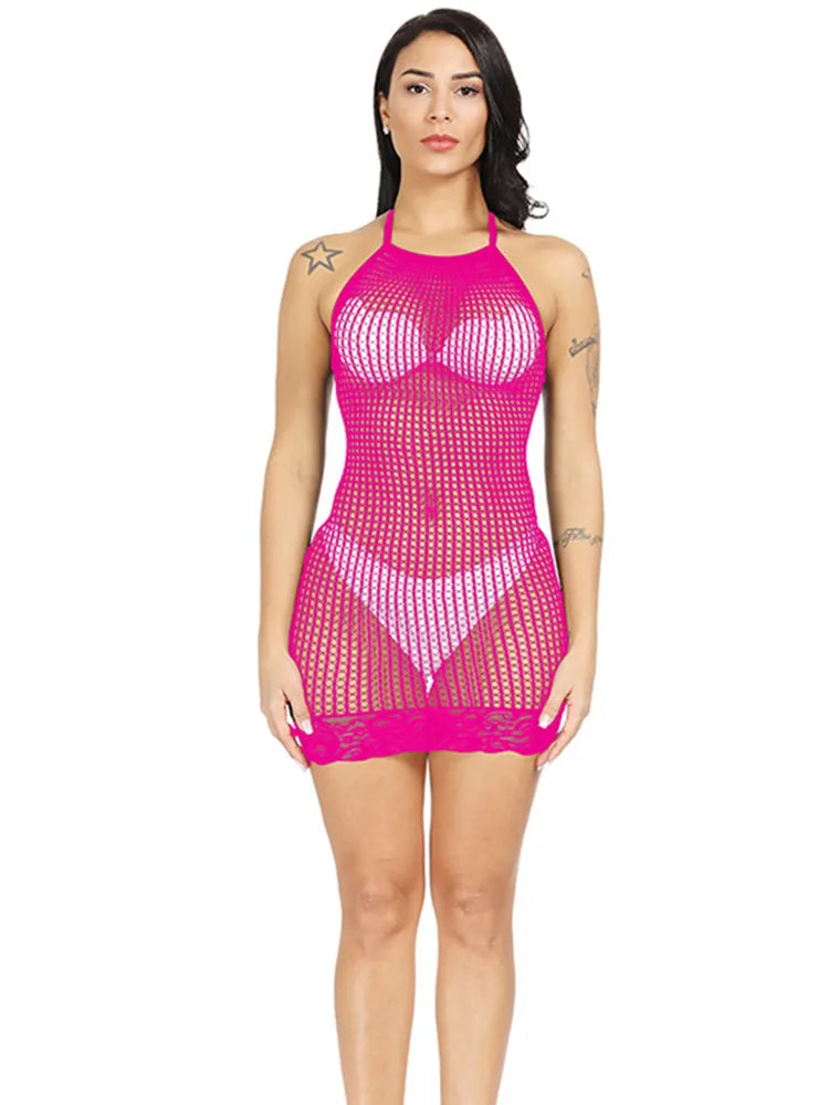 Vestido Bodycon Mujer 2025 | Lencería Erótica de Malla Transparente