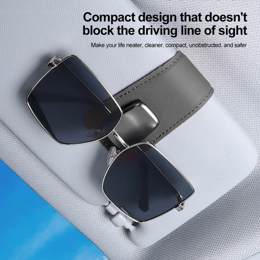Clip Multifuncional para Gafas de Sol | Porta Lentes y Tarjetas de Coche en Cuero para Visera