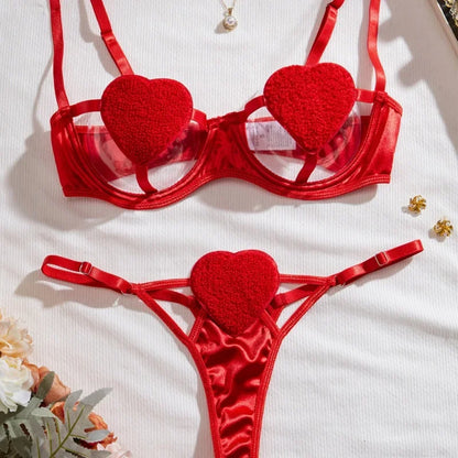 Conjunto Lencería Mujer 2025 | Cropped Rosa Sexy de Tres Piezas Estilo Novia