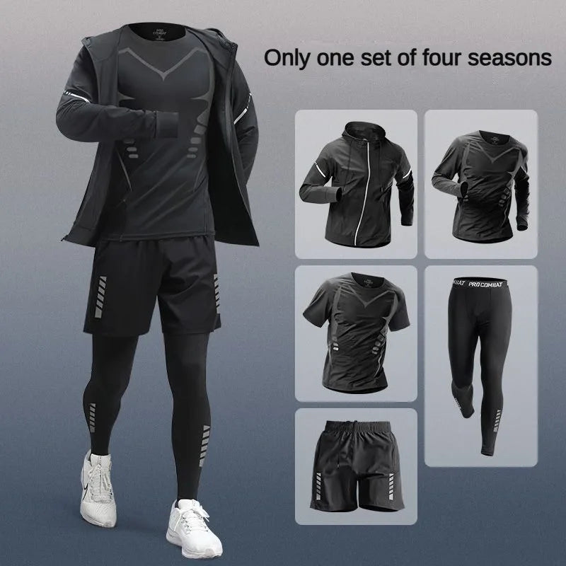 Conjunto Deportivo de Hombre 3-7 Piezas – Tracksuit Completo de Fibra Ice, Secado Rápido para Running, Gym, Ciclismo y Fitness