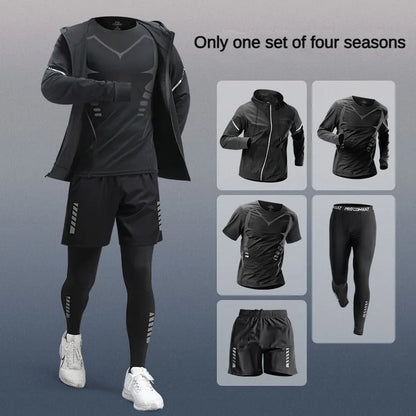 Conjunto Deportivo de Hombre 3-7 Piezas – Tracksuit Completo de Fibra Ice, Secado Rápido para Running, Gym, Ciclismo y Fitness