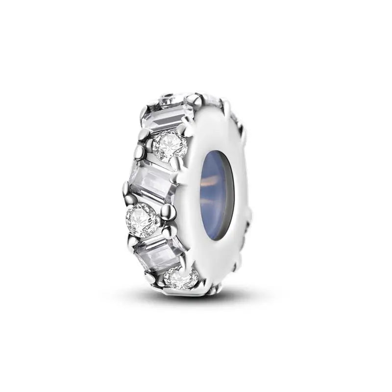 Charm separador redondo plata 925 con circonitas de colores – Compatible Pandora, joyería DIY elegante