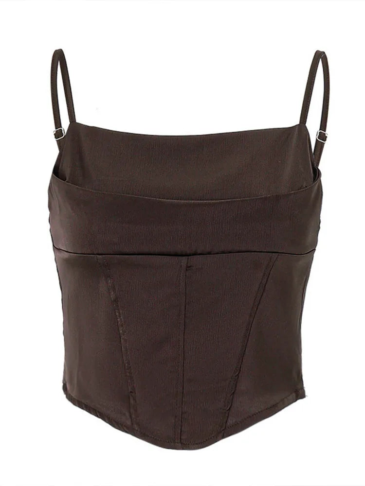 Crop Top Mujer Sexy Verano | Tirantes Espagueti con Espalda Descubierta y Encaje Ajustable