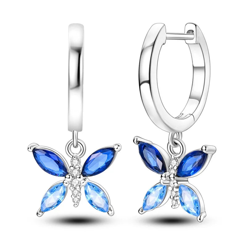 Aretes Primavera Plata 925 | Abeja, Flor y Mariposa | Aros Dobles Mujer