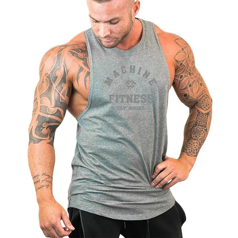 Tank Top "MACHINE FITNESS" para Hombre – Camiseta Sin Mangas de Bodybuilding, Gym y Workout, Algodón y Singlet Muscle
