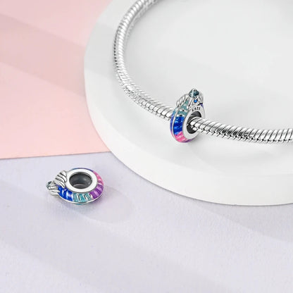 Charm de Plata 925 con Mariposa y Dragón – Abalorio Colorido con Zirconia Arcoíris para Pulseras DIY