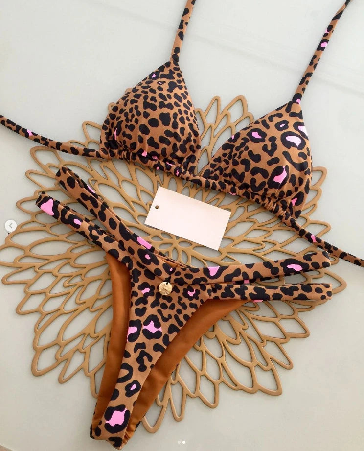 Bikini Mujer Leopardo Sexy | Traje de Baño Tanga Swimwear Playa Verano