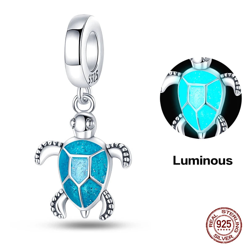 Charm Serie Océano en Plata 925 – Abalorios Tortuga, Cangrejo y Sirena para Pulsera Original Mujer