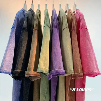 Camiseta Unisex 2025 | Estilo Americano Retro Oversize con Acabado Lavado