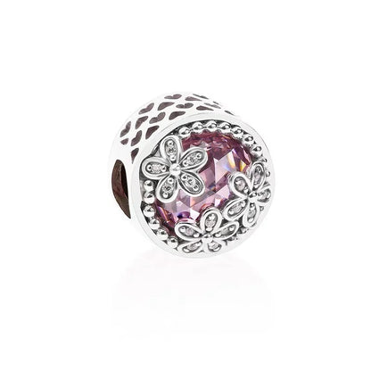 Charm Plata 925 Flores Rosadas | Cerezo y Margarita Brillante Compatible Pandora