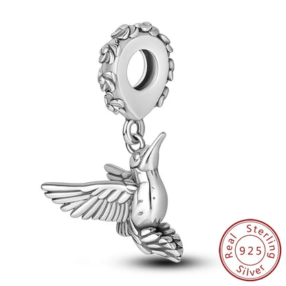 Charm de Plata 925 Luciérnaga y Mariposa Luminoso – Abalorio Brillante para Pulseras Originales