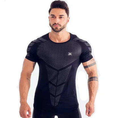 Camiseta Compresiva Negra para Hombre – T-shirt de Running, Gym y Fitness, Secado Rápido y Ajuste Slim