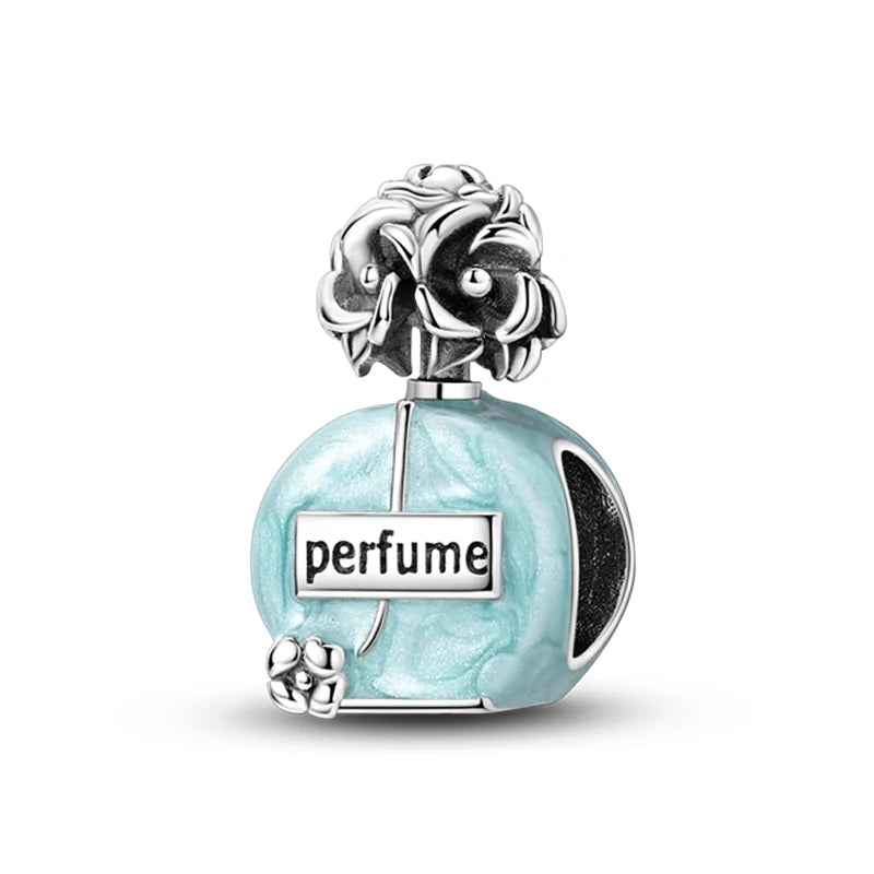 S925 Silver Color Butterfly Daisy Rose Crown Perfume Charms Beads Fit Pan Original Bracelets DIY Fine Jewelry Making Gifts