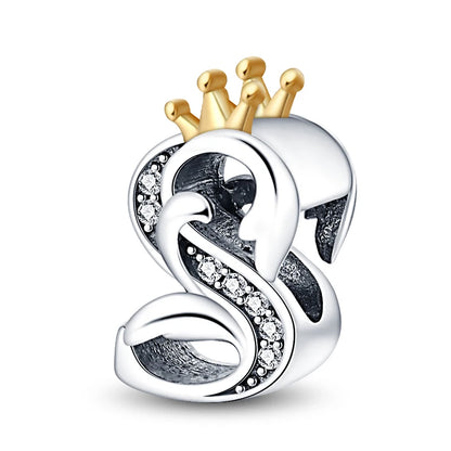 Charm letras alfabeto inglés de plata 925 – Colgante inicial A-Z para pulsera tipo Pandora, joyería DIY personalizada