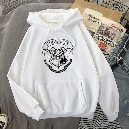 Hoodie Oversize Hogwarts | Sudadera Y2K Estampada Harry Potter Otoño Invierno
