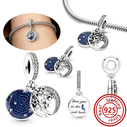 Charm Espacio y Galaxia en Plata 925 – Abalorios Astronauta, Planeta y Estrellas para Pulsera Original Mujer