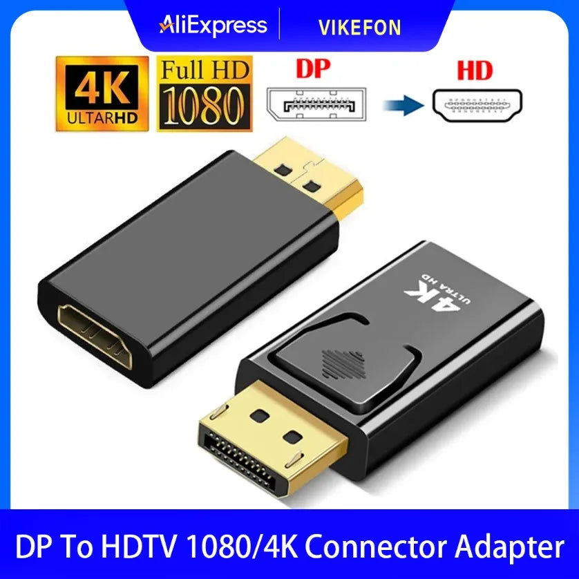Adaptador DisplayPort (DP) a HDMI 1080p/4K – Cable de Video y Audio para PC, Laptop, TV, Monitor y Proyector