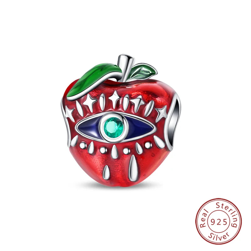 Charms de Plata 925 Frutas (Fresa, Cereza, Manzana y Aguacate) – Abalorios Coloridos para Pulseras Originales