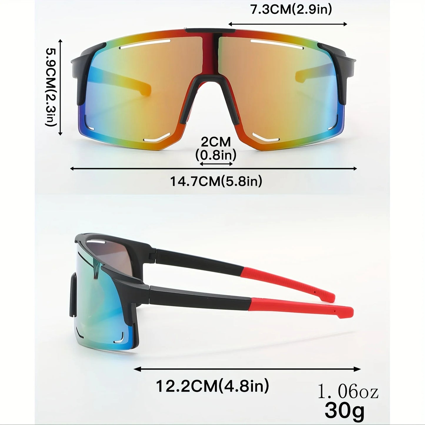 Gafas Deportivas Wrap Around | Unisex One Piece Oversized UV400 para Ciclismo, Pesca y Esquí