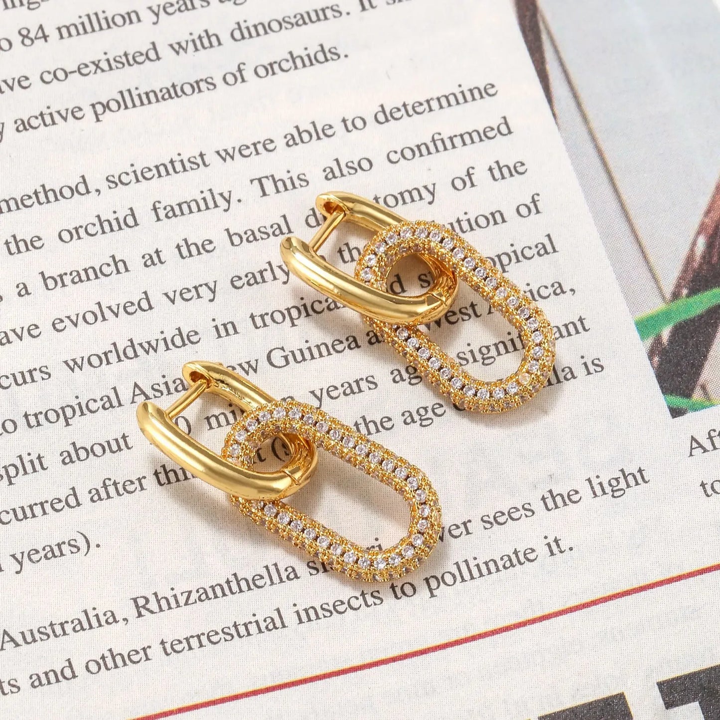 Aretes Geométricos con Brillantes – Pendientes Elípticos de Doble Aro para Mujer, Joyería Elegante de Fiesta