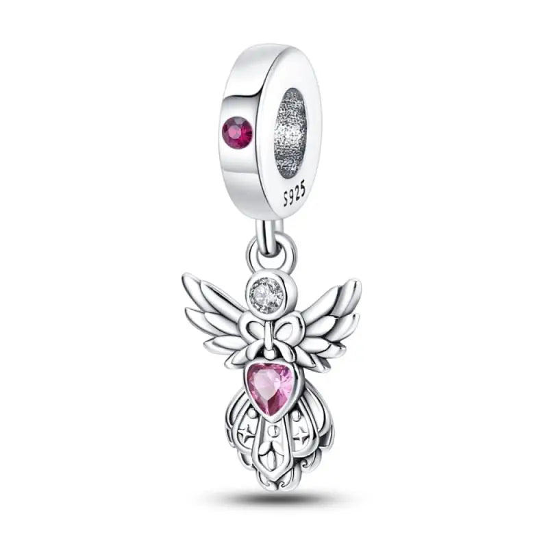 Charm Espejo Mágico Princesa Ángel Rosa en Plata 925 – Beads Compatibles Pandora Mujer Joyería DIY