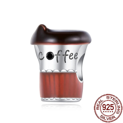 Charm Comida Divertida en Plata 925 – Café, Pastel, Frutas, Hamburguesa y Papas | Compatible Pandora 2025